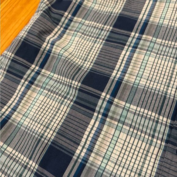 Patagonia Puckerware Button Up Shirt Mens LRG Short Sleeve Seersucker Blue Plaid - Picture 2 of 10